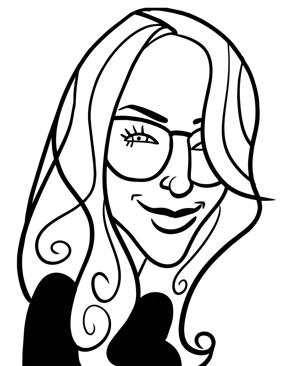 Katie's Caricature in black and white